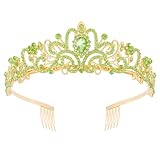 Didder Gold Green Rhinestone Princess Tiaras and Crowns for Women and Girls Birthday Tiara Crown Halloween Costume Party Wedding Prom Headpiece