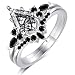 OLIVIASO Kite Cut Black Quartz Rutilated Engagement Ring Set 925 Sterling Silver Rhodium Plated Marquise Cut Black Onyx Wedding Ring Set for Women Size 9