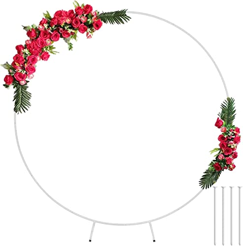 GARFANS 2 m runder Hochzeitsbogen Ständer Metall Hochzeit Bögen für Zeremonie Kreis Ballonbogen für Garten Jäten Outdoor Indoor Party Dekoration (weiß) Cover