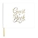 bloom daily planners Wedding Guest Book (120 Pages) Guest Sign-in Book Guest Registry Planner Guestbook - White Cover with Gold Foil, Gilded Edges and Gold Page Marker Hardbound 7" x 9" - Classic