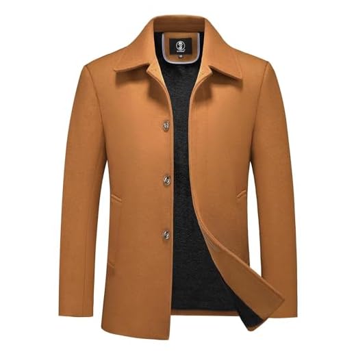 KUDORO Manteau Homme en Laine Chaud pour Hiver Trench Coat Classique Caban Parka Pardessus Slim Fit Business Duffle-Coats Coup-Vent Revers Overcoat(Brun,4XL)