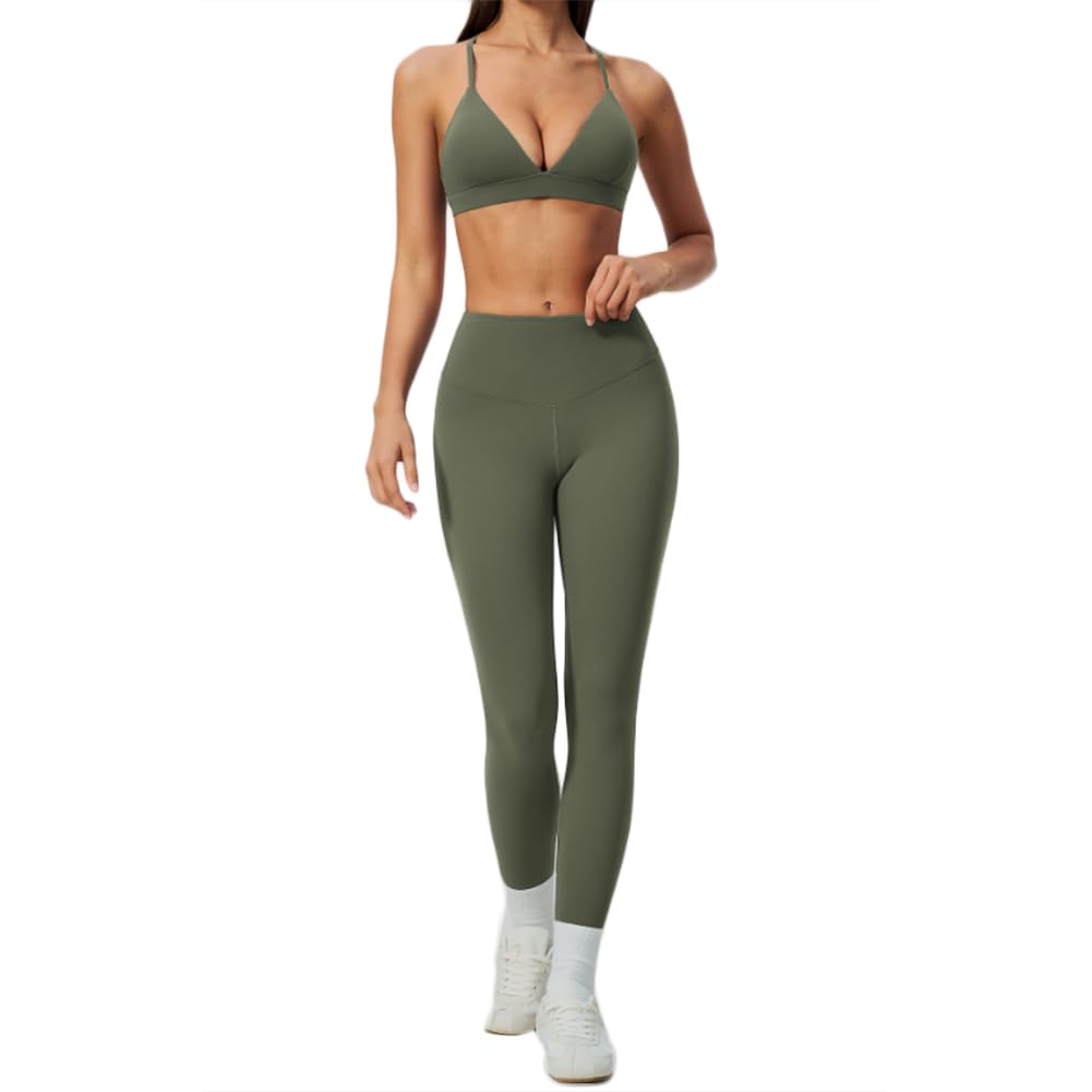 Reggiseno Sport Coppa Triangolare + Leggings Yoga Vita Alta