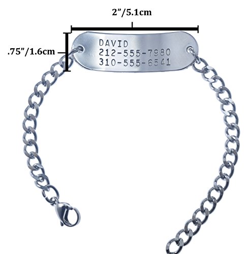 Deep Stamped Customizable, Peanut Allergy, Medical Alert Bracelet, Stainless Steel, 8" (Includes Free Engraving) #TOP2