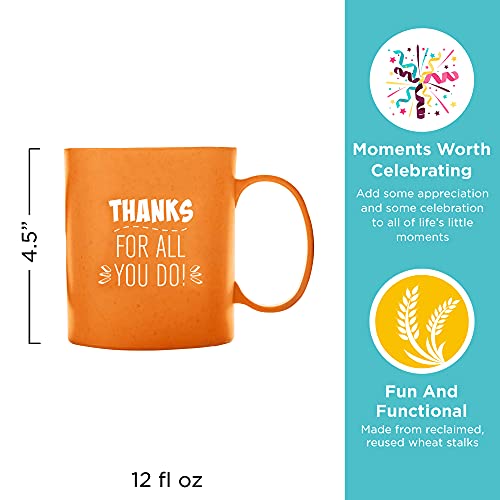 Cheersville 12 Oz 2-Pack Eco-Friendly Wheat Straw Polypropylene Lightweight Coffee Mug - Employee Appreciation And Motivation Thank You Gift Reusable- Orange #TOP2
