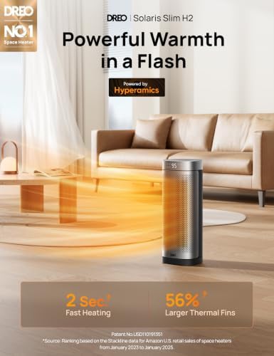 DREO Space Heaters for Indoor Use, 16 Inch Fast Heating Portable Heaters with Remote, 12H Timer, 70° Oscillation, Overheat Protection, Safety Heat, Large PTC Ceramic Electric for Bedroom Home Office - 1