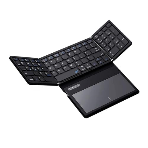 81キー ワイヤレスキーボード Bluetooth 静音 大型タッチパッドとテンキー搭載 折り畳み式 充電式キーボード コンパクト 3台デバイス対応 WIN7 以上、for MACOS、iOs、Android コンピューター、ラップトップ、タブレット、スマ