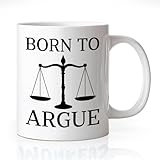 WHTYEFZ Born to Argue Coffee Mug, Funny Balance Theme Gifts for Lawyer Debater Law Student, Humor Office Gifts for Public Defender Prosecutor, Christmas Birthday Present for Coworker Boss Leader