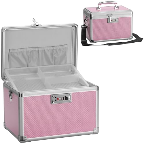 Image of Medicine Lock Box with Combination Lock - 11.2 x 7.6 x 7.6 Inches - First Aid Safe Medication Storage Box, Medications and Personal Items, Safe Boxes for Home and Outdoor - Pink