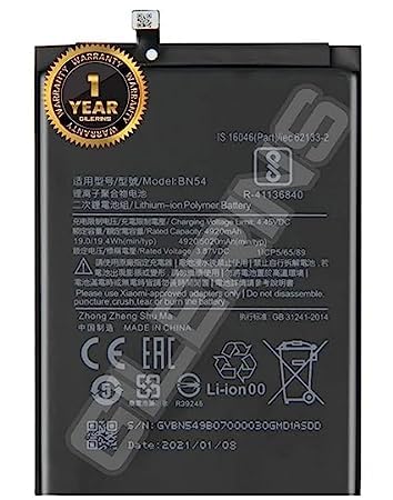Image of Original BN54 Battery for Redmi Note 9 Note 10x 4G / Mi 10X 5G / Mi 10x pro 5G / Battery with 1 Year Warranty ***(P152)