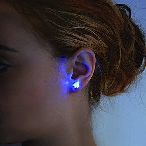 Ic Iclover 1 Pair Led Earrings Glowing Light Up Diamond Crown Ear Drop Pendant Stud Stainless Multi-Color For Party Hallowmas Thanksgiving Day Christmas -Blue #TOP5