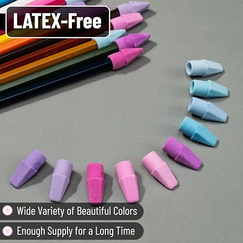 Image of Mr. Pen- Bulk Pencil Erasers Toppers, 1000 Pack, Colorful, Latex Free | No-Smudge Cap Pencil Erasers for Precise Erasing, Kids, Teachers, Studying Supplies