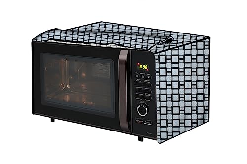 Image of The Furnishing Tree PVC Waterproof Microwave Oven Cover Compatible for Whirlpool 30 L Convection Magicook Elite Lattice Pattern Grey