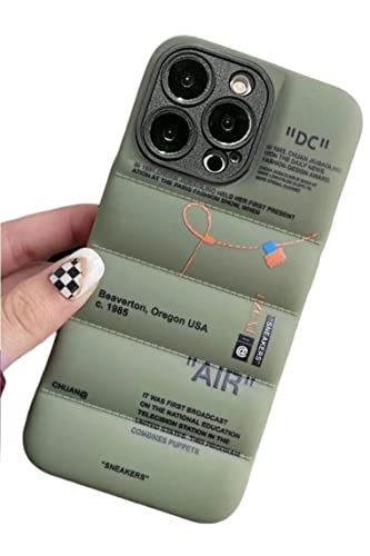 Puffer Case with Sports Shoes Brand Design for iPhone 14 Pro,Sneakers Ins White or Black Label Soft Cover-Green Puffy Cover for iPhone 14 13 12 11 Pro Max Plus X XS XR 7 8 (Green)