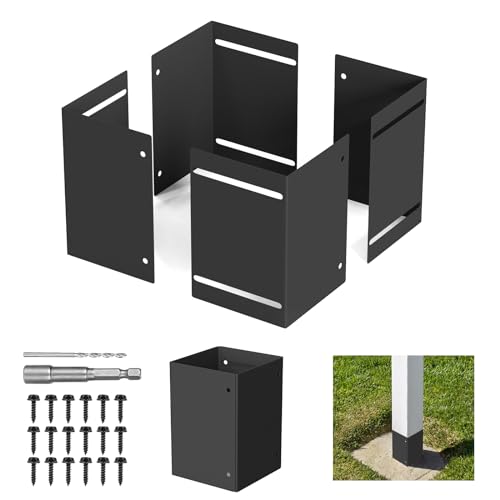 Aglehome Adjustable Post Protector 304 Stainless Steel Mailbox Post Protector Post Base Protectors for Wooden Mailbox Deck Railing Fences Pergolas Gazebos Swing - 2 Pack