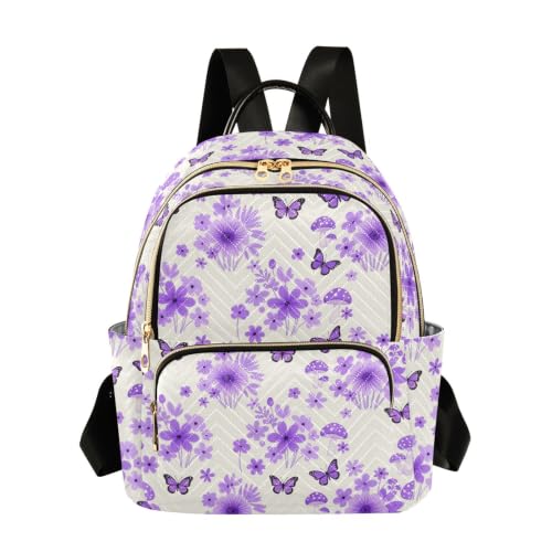 Sac à dos quotidien lilas fleurs papillons Wudan pour weekend getaway S-M