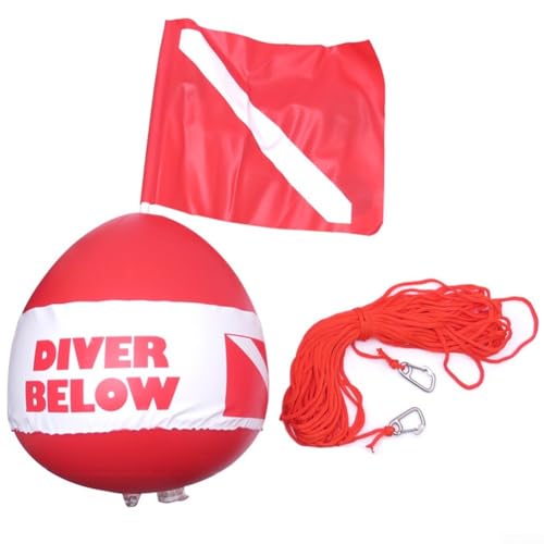 Duiken PVC boei vlotter met kleine vlag, oppervlakte positionering waarschuwingsboei met 25M touw haak 32 * 33 * 33 cm - Image 6