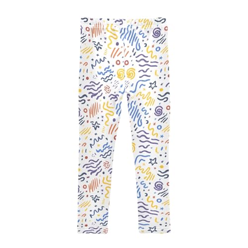 senya Girls Printed Leggings Yoga Pants Stripes Vortices Pattern for Kids in 4t to 10 Years, 4T2