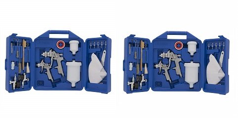 Spray Gun Kit, Gravity Feed, Includes 2 Spray Guns, Accessories and Carrying Case (Campbell Hausfeld CHK005CCAV) (2-(Pack))