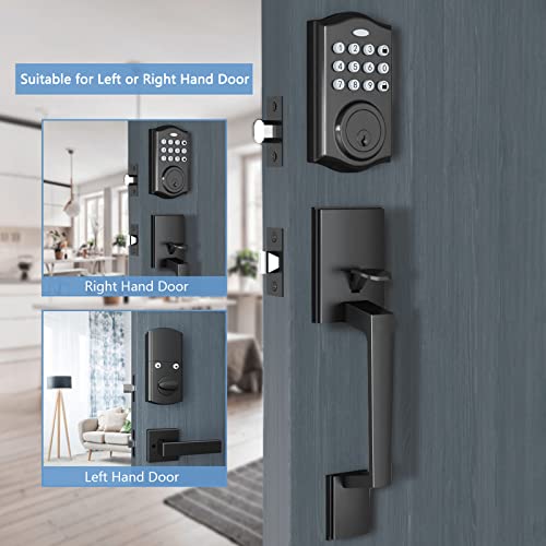 Keyless Entry Door Lock, Abelockand Front Door Lock Set, Electronic Keypad Deadbolt, Keyed Entry, Auto Lock, Door Lock With Handle, Front Door Handle Sets, Anti-Peeking Password Matte Black #TOP6