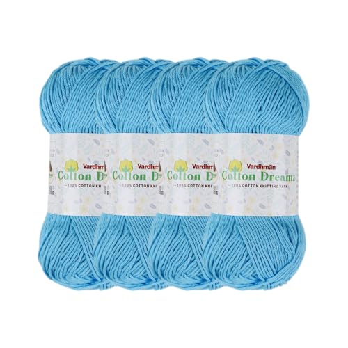 Image of Vardhman 100% Cotton Dreamz Light Weight Natural Thin Yarn | Pack-4 100g