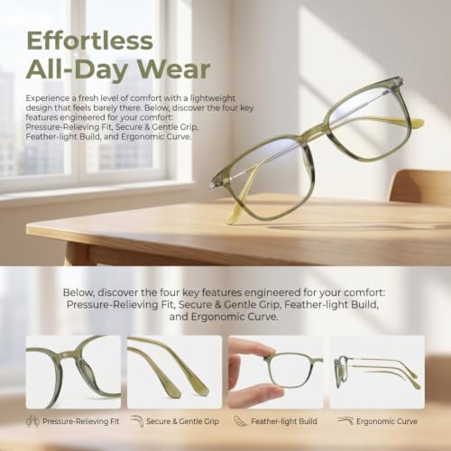 Image of Shiratori Square Blue Light Blocking Glasses for Women Men, Lightweight Frame Anti Eyestrain Computer Glasses