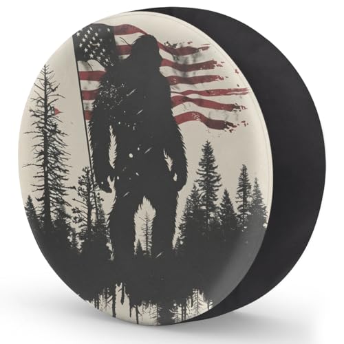 Image of Spare Tire Cover for RV Trailer, American Flag Bigfoot Tire Covers Universal Fit for Travel Trailer Camper Jeep RV SUV Truck Waterproof Wheel Cover (15 inch for Diameter 27 inch - 29 inch)
