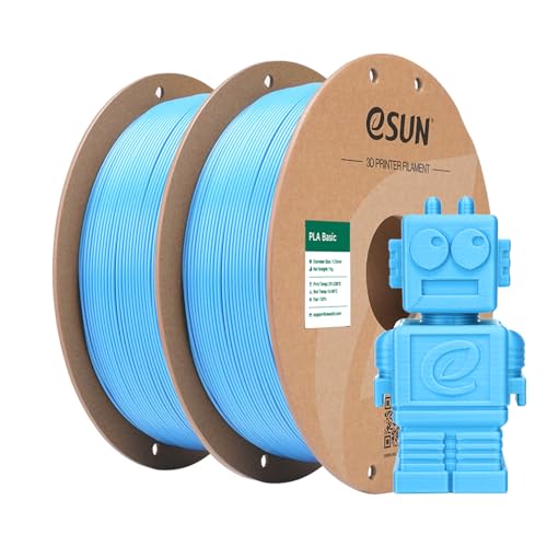 Image of eSUN PLA Basic Filament 1.75mm, 3D Printer Filament High Speed PLA for Fast Printing, 1KG per Spool, 2 Spools High Speed 3D Printing Filament, Light Blue