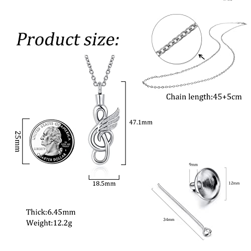 Music Note Cremation Jewelry for Ashes Clef Musical Note Urn Necklace for Human Ashes Keepsake Memorial Jewelry Gift, UR-25_Music4