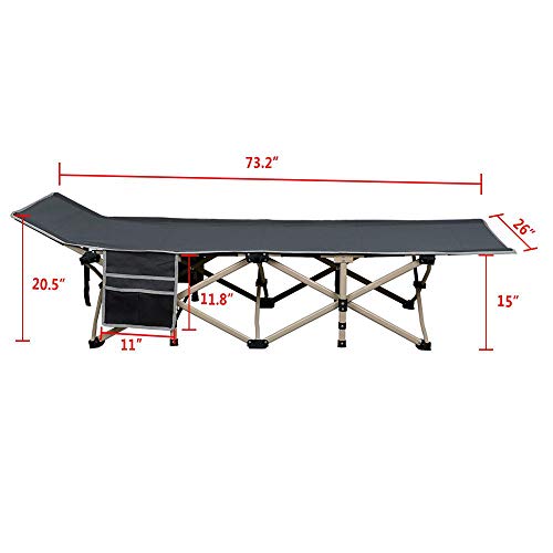 Yaheetech Oversized Portable Camping Cot, Outdoor Folding Bed with Sides Pockets for Travel/Fishing, Light Aluminium Steel Legs, 150kg Load - Image 3