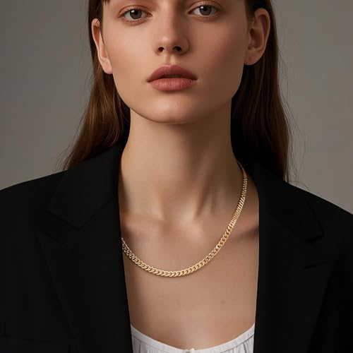 14K Gold Chain for Women Golden Cuban Link Chain for Mens Necklace Chunky Gold Necklace for Women Non Tarnish Strong yet Refined Golden Charm Necklaces for Men 16,18,20,22,24 Inches4