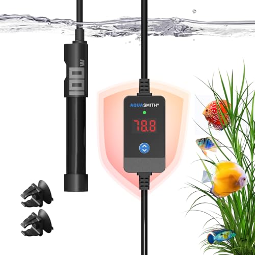 AQUASMITH アクアリウムヒーター、50w/100w/150w/200w/300w/500w 水中魚タンクヒーター、外部LEDコントローラー、過熱保護と水を残すときに自動電源オフ。の商品画像（Amazon）