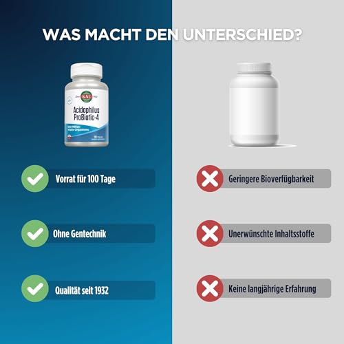 KAL Acidophilus Probiotic-4 | vegan | laborgeprüft | 100 vegetarische Kapseln