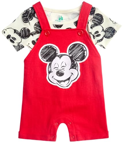 Disney Baby Boys Shorts Set - 2 Piece Spiderman Mickey Mouse Cars Winnie the Pooh Shortall Romper Shirt Short Set (0-3M-24M)