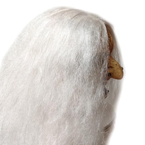 ZDOVLZZPON Halloween Witch Mask with White Hair, Latex Costume Accessory, Creepy Old Character Design - Image 4