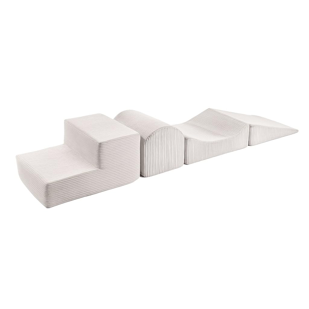 MEOWBABY Blocs de construction en mousse pour enfants - Blocs de construction souples XXL - Pour l'escalade de bébé en intérieur - XXL - Briques en mousse, velours côtelé - Écru