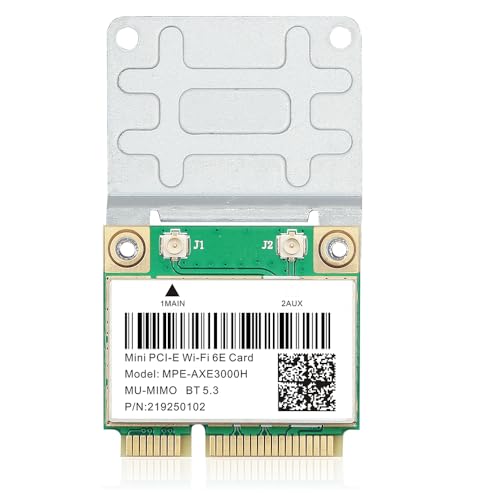 Mini PCIe WiFi 6E Card, Tri-Band 6GHz 802.11AX Wireless Adapter with Bluetooth 5.3, AX5400Mbps for Laptop PC Windows 11/10 64-bit, Ultra-Low Latency Gaming MU-MIMO, OFDMA, WPA3 (MPE-AXE3000H)
