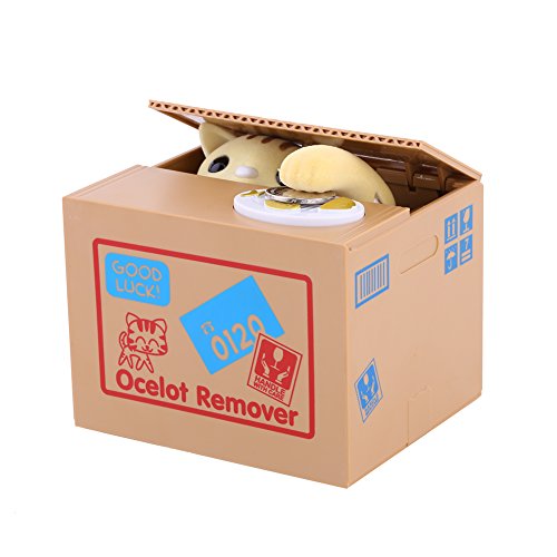 Wakects Tirelire Banque Chat, Tirelire Automatisée Cat Voler Tirelire pour Enfants et Adultes - Stealing Coin Chat (Jaune)