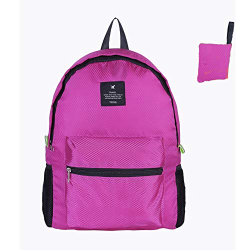 Sanqing Mochila Plegable, Mochila Ultraligera Empacable, Mochila Resistente al Agua, Mochila pequeña, práctica, Plegable, Mochila para Acampar al Aire Libre,Purple Cover