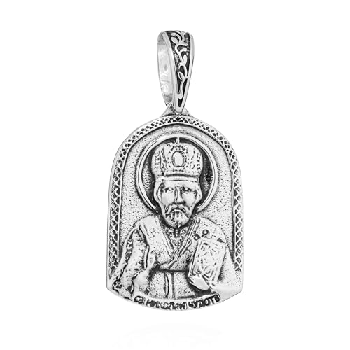 Pendentif Saint Nicolas argent 925 filigrane ne ternit pas NKlaus