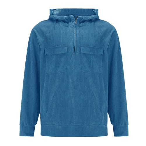 Boys Hooded Sweatshirt Corduroy Long Sleeve Half Zip Pullover Shirts Teen Loose Fit 𝗣reppy Tops with Pockets2