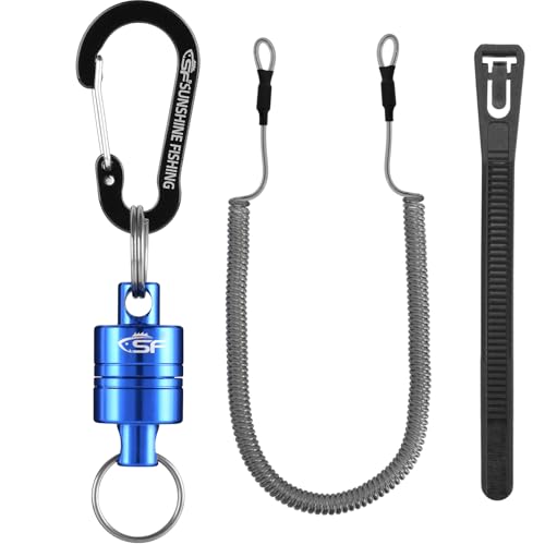 SF Strongest Magnetic Release Holder with Coiled Lanyard Carabiner - Blue