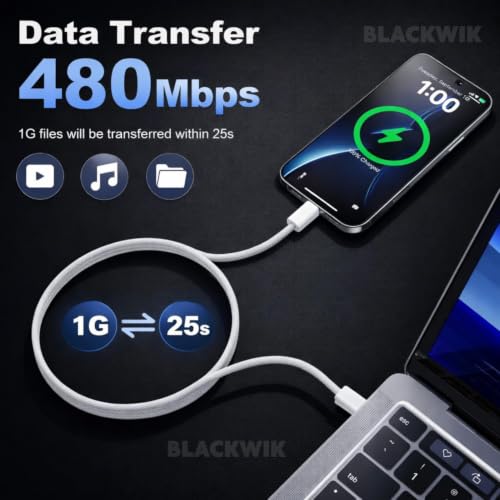 Image of Blackwik C To C cable compatible for iPhone 16 /15 Pro /ProMax /17 /17 pro