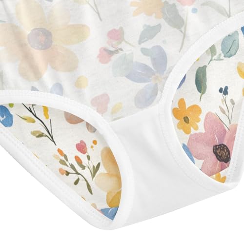 ZZKKO Watercolor Flower Bee Girls Underwear Toddler Panties for Girls Comfort Brief Size 2T-8Y4