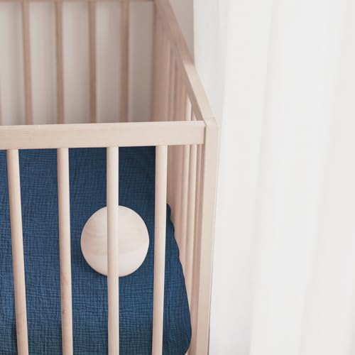 Image of Ultra Soft Muslin Crib Sheets for Baby, Premium Breathable Organic Cotton Crib Fitted Sheet for 52''x28''Standard Crib and Toddler Mattress,Grey&Navy Blue