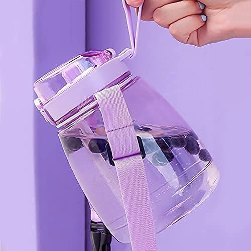Moioibe Kawaii Water Bottle With Straw 45Oz, With Two Ways To Dinking Modern Cute Water Jug With Strap For Women/Teen Girl/School, Purple #TOP3