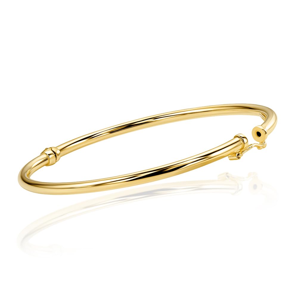 Orovi Pulsera Rígida para Mujer Plata de ley 925 Bañado en Oro 18 Quilates Pulsera Plata Mujer 925 a Espiral o Pulido 19.5cm x 3mm Cierre de Bisagra, Perno Muescado Made in Italy Entregado en Joyero