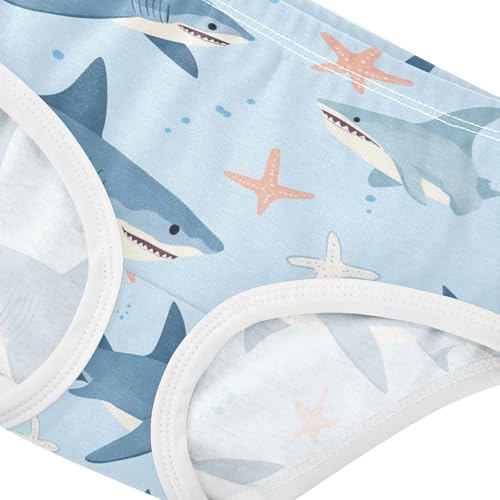 Wusikd Sharks Starfish Girls' Underwear Cotton Stars Girls Briefs Soft Toddler Underwear 2T4