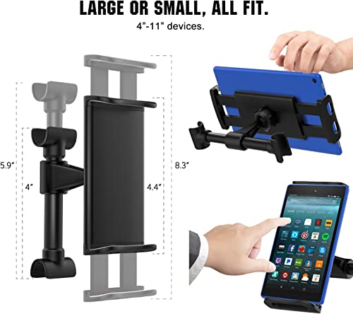 Image of Car Headrest Mount, Tablet Headrest Holder - Stand Cradle Compatible with Devices Such as i-Pad Pro Air-Mini, Galaxy Tabs, Other 4.7-10.5 inch Cellphones and Tablets - Black