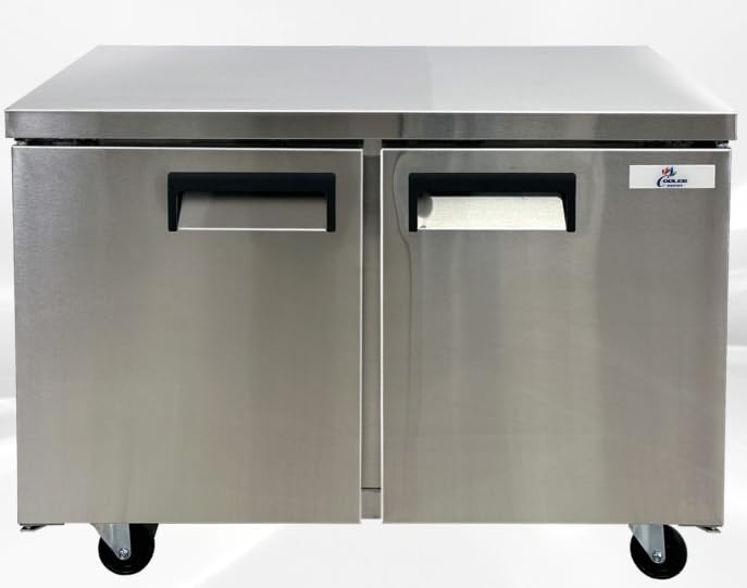 Under Counter Freezer 48" Stainless Steel Commercial Freezer with Worktop NSF 2 doors, capacity 13 Cuft, 2 shelves, 0°F to -8°F 115V/60HZ Restaurant-AUF-12376