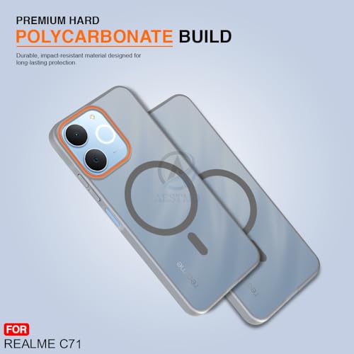 Image of AESTMO Realme C71 5G Back Cover | Slim Hard Shell | Matte Frosted Hard Back Translucent Back Cover for Realme C71 5G (Compatible with MagSafe Accessories, Black)